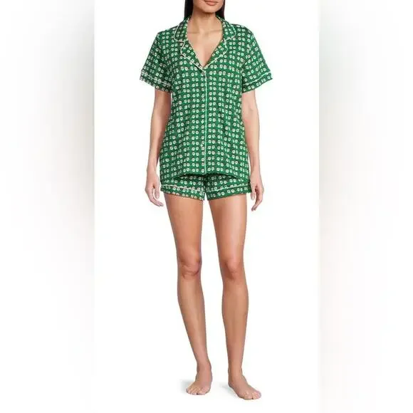 Anthropologie Ro's Garden Cora Short Slv Notch Collar Pima cotton Pajama Set XL - Picture 3 of 6